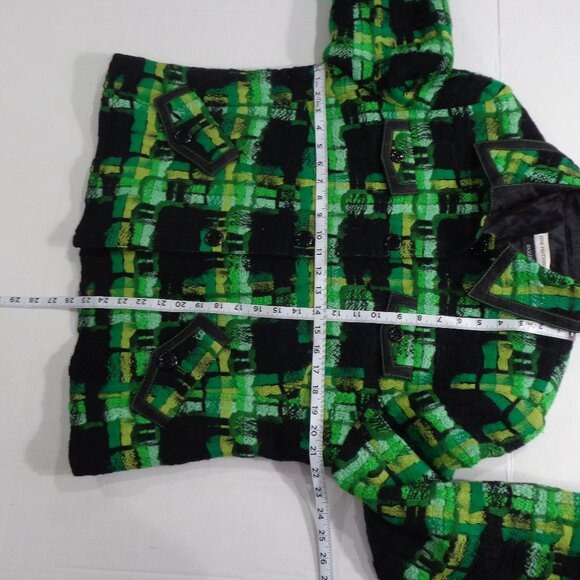 Basler Women's Green & Black Checkered Pattern Tweed Jacket Sz 44 (Appro.US XL) - Picture 4 of 7